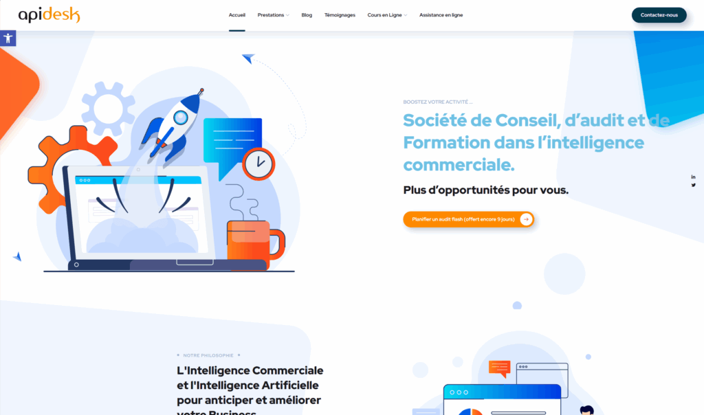 Capture d'écran site web Api Desk